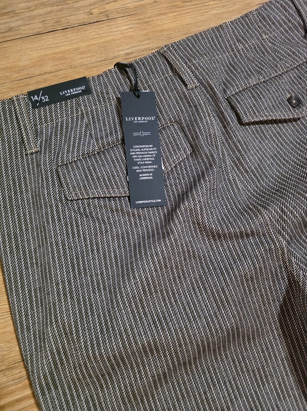 NWT LIVERPOOL CROPPED Wide-Leg Pinstripe Pants in Brown SZ 14/32 - Picture 9 of 10